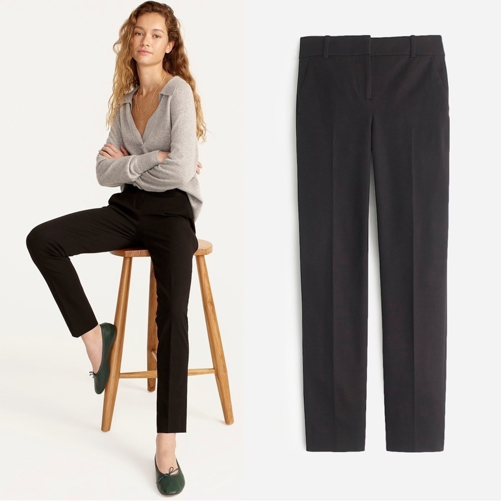 J Crew • High Rise Cameron Slim Crop Pant in bi-stretch cotton blend black ankle